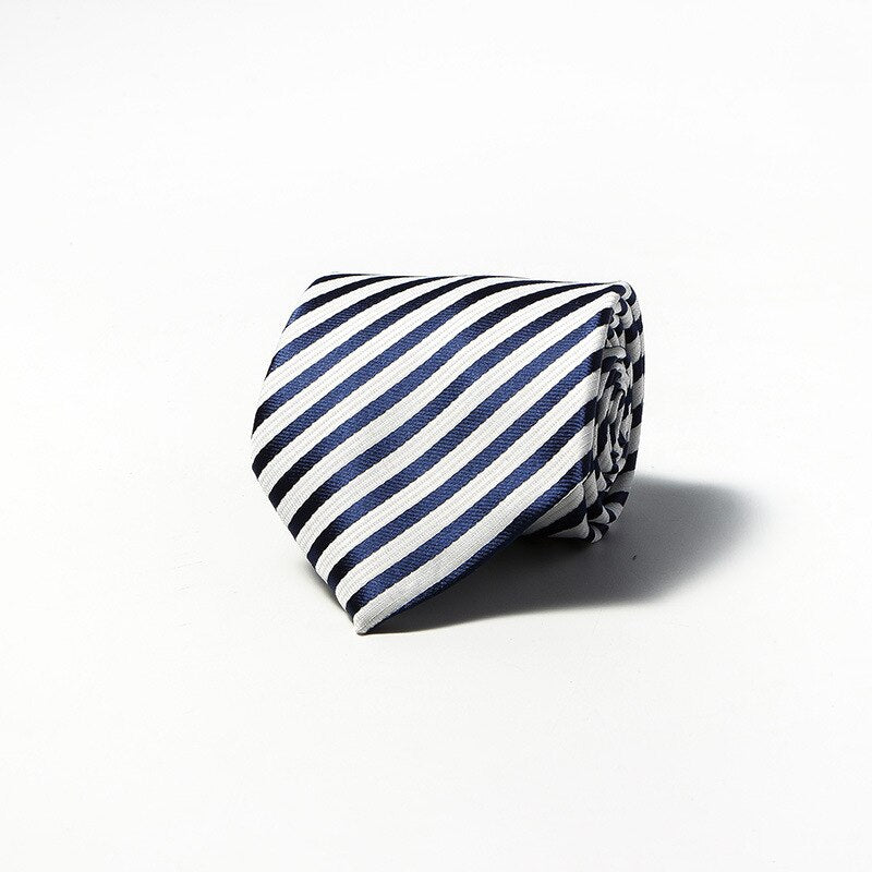 Luxury Fashion Striped Plaid Men's Tie Red Blue Grey Classic Neck Ties Leisure Business Wedding High Quality 8cm Silk Necktie