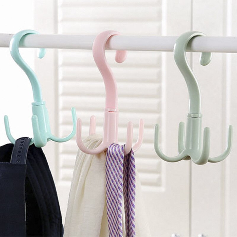 Rotatif 4-griffe polyvalent cintre crochet cintre cravate écharpe porte-manteau en plastique crochet étagère à chaussures