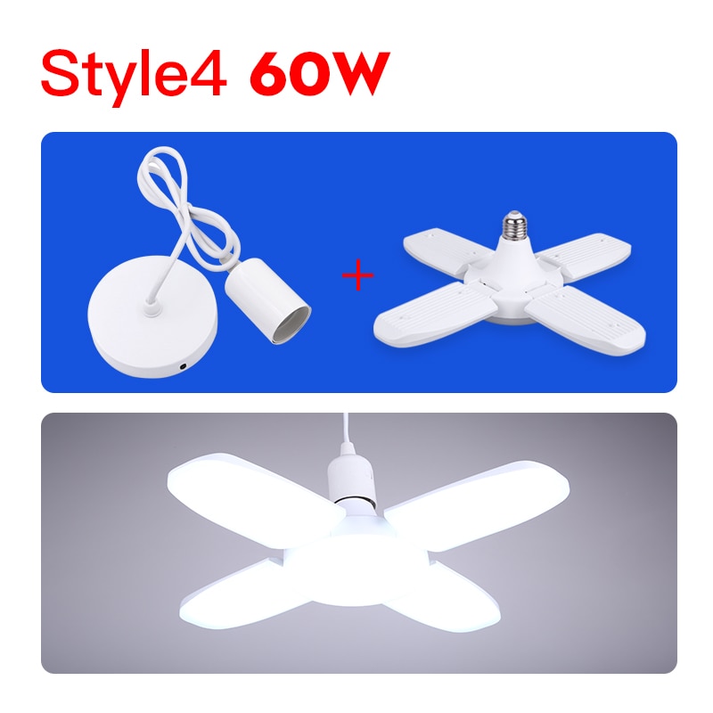 Led Bulb E27 30/45/60W Led Lamp Ceiling Fan Lampada Led Light 220V Foldable Fan Blade Angle Adjustable for Home Garage Lighting