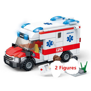 New Medical Ambulance Bricks City Fire Control Series Garbage Truck Building Blocks Model Compatible Educational Toys For Child