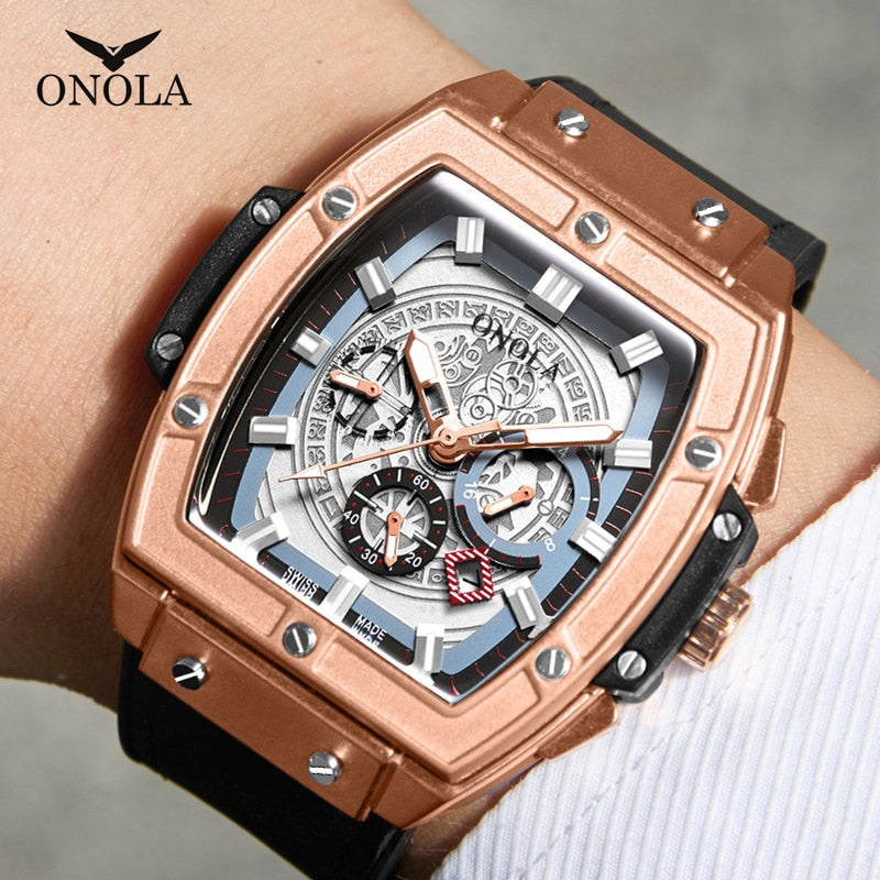 Montre de Sport de luxe pour hommes ONOLA mode quartz horloge grand visage montre-bracelet montres décontractées hommes relogio masculino