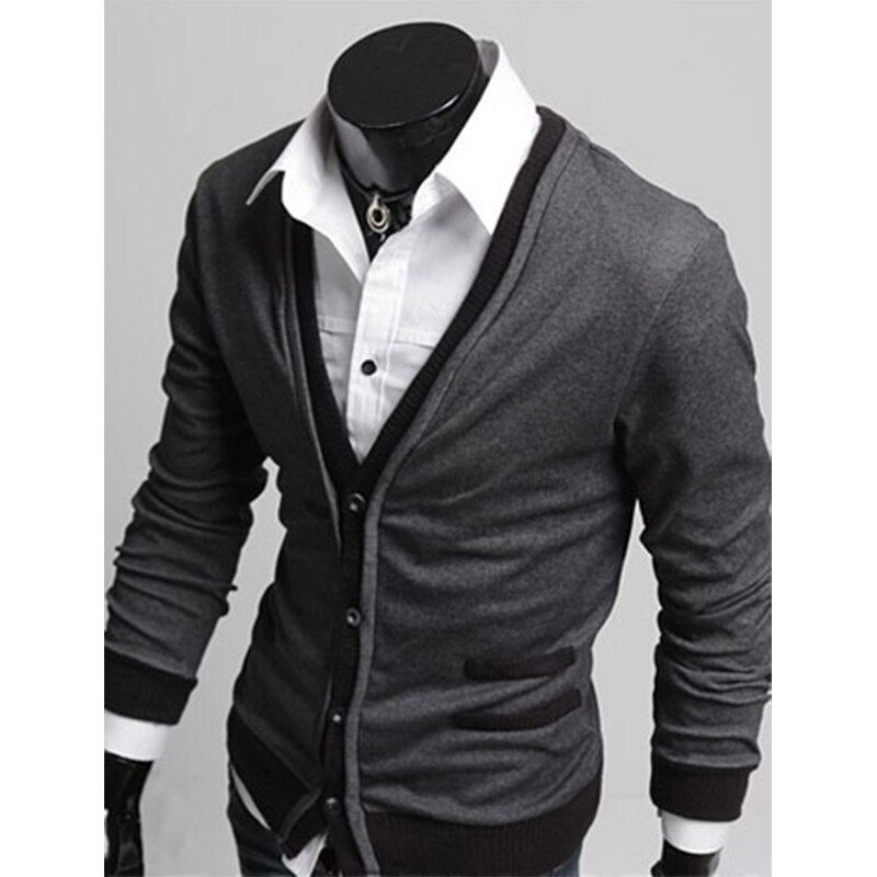 Zogaa 2021 Hot Dark Gray/Black Mens Fashion Simple Cotton Fake Pocket Zipper Man Imported Wool Sweater Cardigan Coat Jackets