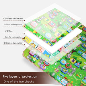Tapis de jeu rampant bébé 1.5*1.8 mètre tapis de montée Double face fruits lettres Animal pliable bébé jouets tapis de jeu enfants tapis bébé jeu