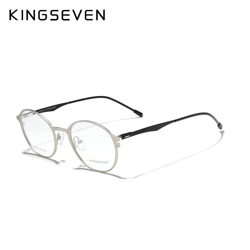 KINGSEVEN Original Titanium Optical Glasses Full Frame Men Ultralight Retro Round Myopia Prescription Eyeglasses Women Eyewear