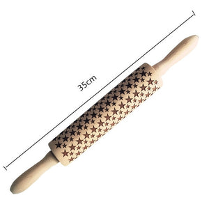 New Leaf Christmas Deer Wooden Rolling Pin Embossing Baking Cookies Noodle Biscuit Fondant Cake Dough Patterned Roller Snowflake