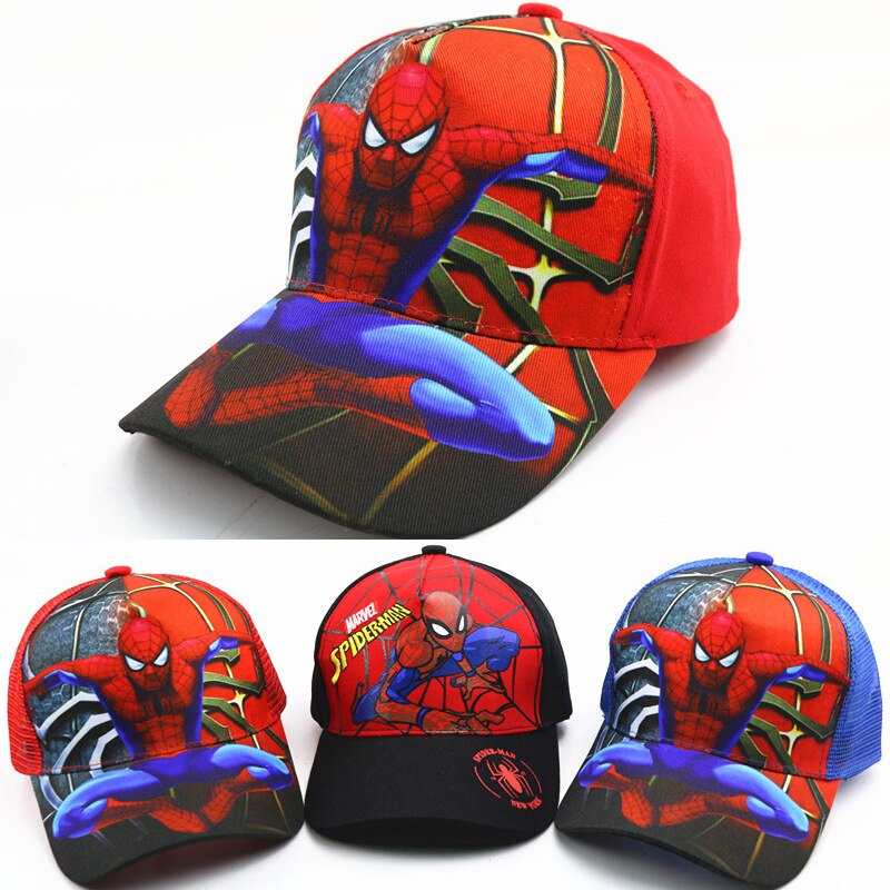 Anime Disney Marvel Frozen Mickey Mouse Kids Hat Boy Girl Travel Caps Spiderman Mickey Minnie Baby Caps Figure Gift Toys 2-8Y
