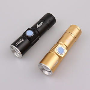 Mini USB XPE Q5LED Flashlight Torch Outdoor Camping Light Rechargeable Waterproof Zoomable Lamp Bicycle 3 Mode Handy Flash Light