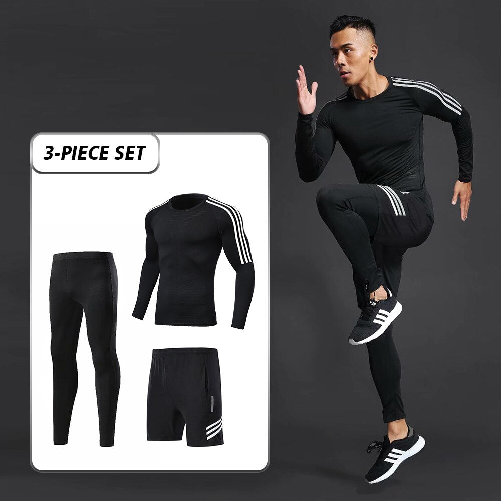 Men Quick-drying Compression Training Tracksuit Warm Gym Sport Suit Jogging For Homme Man Running Tight Fitness Workout Clothes