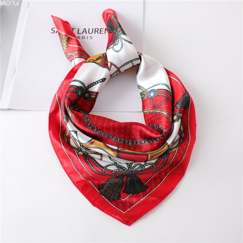 Women Square Silk Scarf Chiffon Satin Lady Hair Neck Foulard  Scarves Shawl Wrap Female Bandana Head Kerchief Hijab Headband