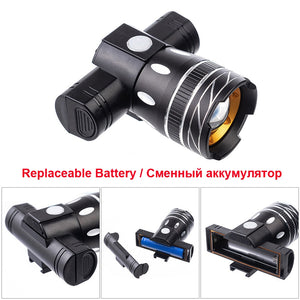 NEWBOLER 5000mAh Bicycle Light Set T6 USB Rechargeable Battery Adjustable Zoom Bike Front Headlight Cycling Lamp with Taillight