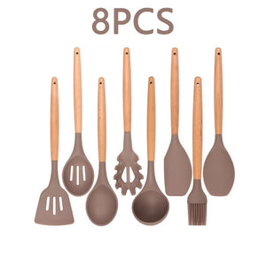 Silicone Kitchenware Cooking Utensils Set Heat Resistant Kitchen Non-Stick Cooking Utensils Baking Tools With Storage Box Tools