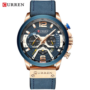 CURREN décontracté Sport montres pour hommes bleu Top marque de luxe militaire en cuir chronographe montre-bracelet homme horloge mode 8329