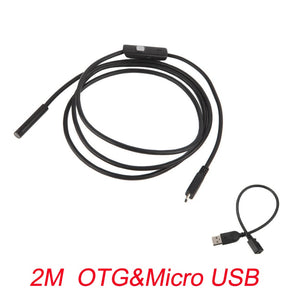 7mm Endoscope Camera Flexible IP67 Waterproof Micro USB Inspection Borescope Camera for Android PC Notebook 6LEDs Adjustable