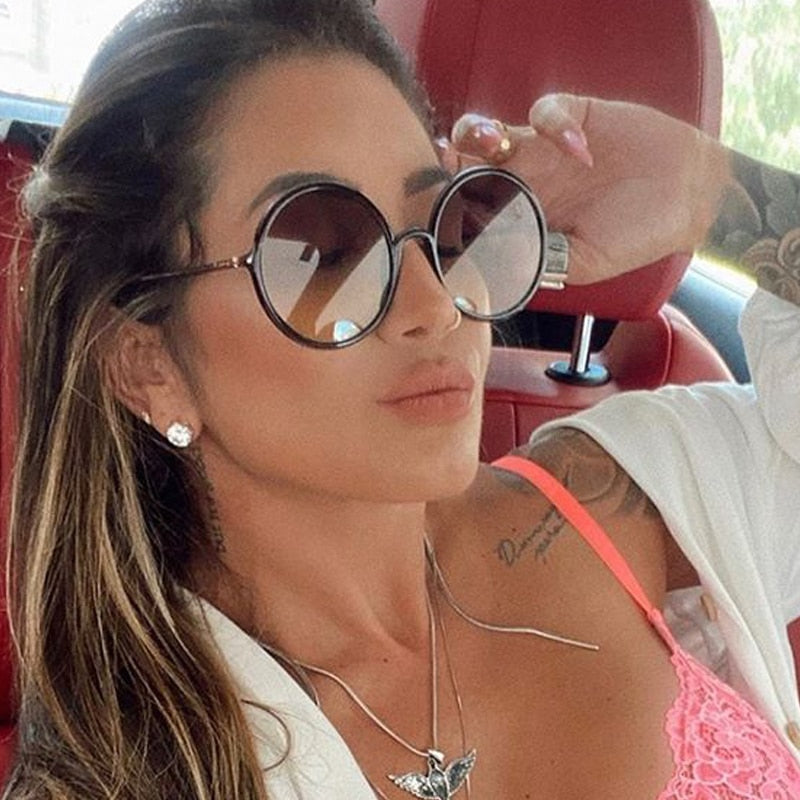 vintage black leoaprd round sunglasses for women ins hot style 2020 new luxury brand gradient eyewear female fashion sun glasses