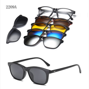 6 In 1 Custom Men Women Polarized Optical Magnetic Sunglasses Clip Magnet Clip on Sunglasses Polaroid Clip on Sun Glasses Frame