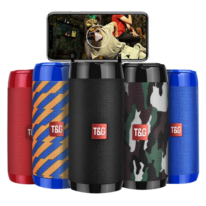 TG113C Column Portable Bluetooth Mini Speaker with FM Radio TF Card AUX Cable Wireless Loundpeakers &Phone Holder 9 Colors