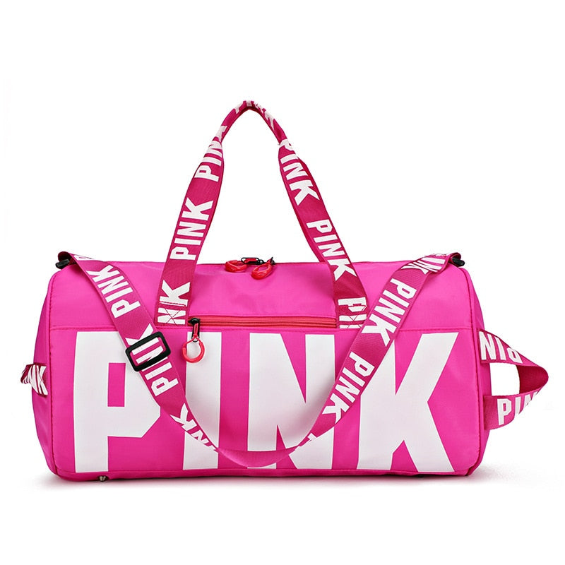 Women Pink Travel Bag Female Fitness Training Duffle Bag for Trip Large Capacity Waterproof Gym Sport Bag