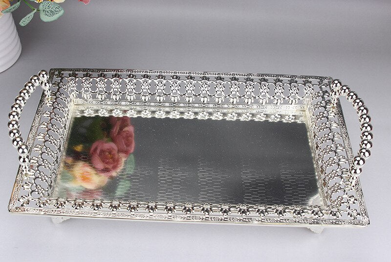 IMUWEN Storage Tray Fruit Plate Jewelry Display Metal Cake Stand Supplies Wedding Plates Party Tableware Home Table Decor