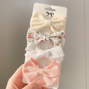 4PCS/SET 2021 New Girls Leopard Hairpins Kids Sweet Hair Clips Barrettes Lovely Hair Bows Children Cute Kids Hair Accessories