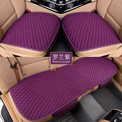 Flax Car Seat Cover Four Seasons Front Rear Linen Fabric Cushion Breathable Protector Mat Pad Auto accessories Universal Size