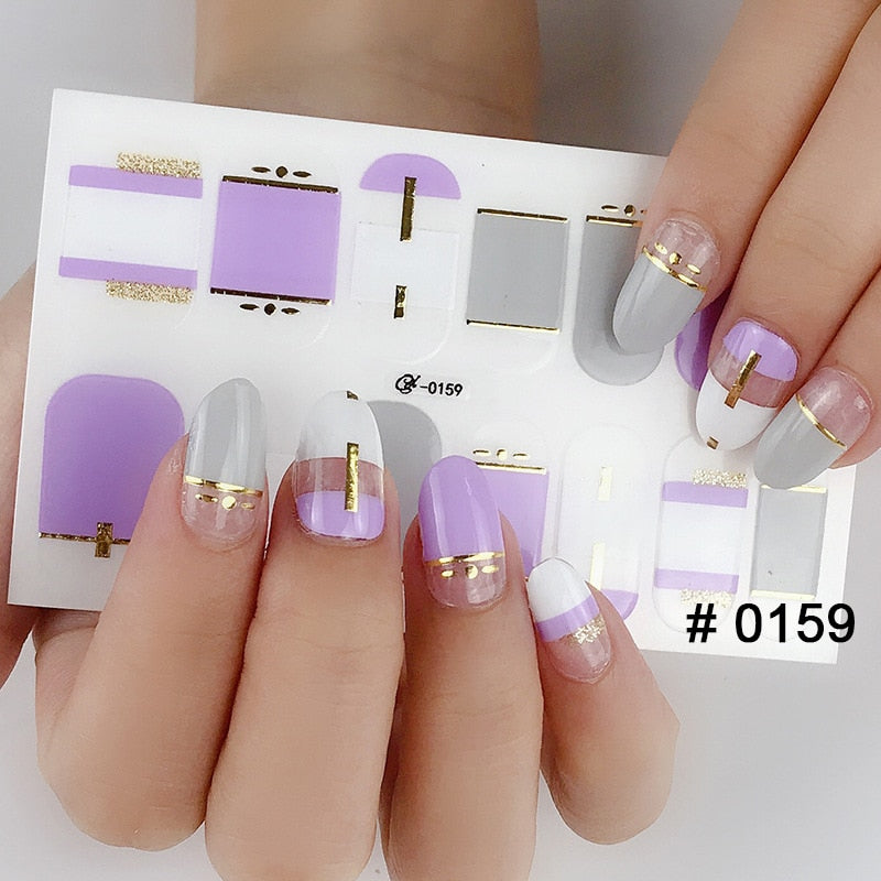 Fashion 31 Designs 3D Full Cover Nail Sticker Waterproof Self-adhesive Nail Art Manicure DIY Decoration Glitter Nail Wraps 2019