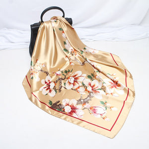 Printed Dark Green Scarf Female Handkerchief Square Gift Gifts Friends Fashion Elegant Soft Headband Scarf Women 2020 Spring