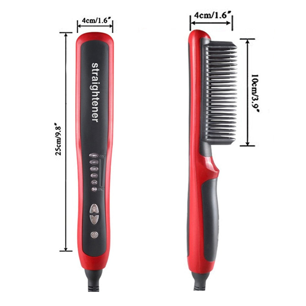 Multifunctional Hair Straightening Heated Brushe Ceramic Curler Electric Straightener Hot Comb Hair Care Men Beard Straightener