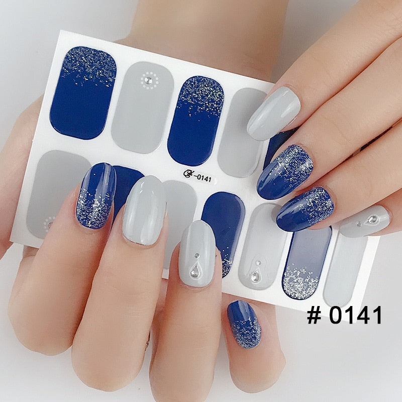 Fashion 31 Designs 3D Full Cover Nail Sticker Waterproof Self-adhesive Nail Art Manicure DIY Decoration Glitter Nail Wraps 2019