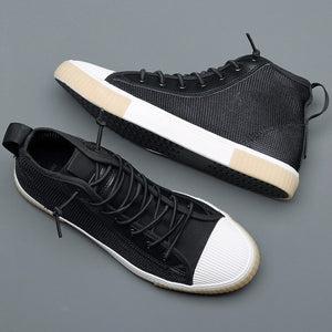 2020 Brand New Hight-Top Mesh Boots Men Breathable Canvas Sneaker Shoes Spring Autumn Male Vulcanized Boots Black White 20107