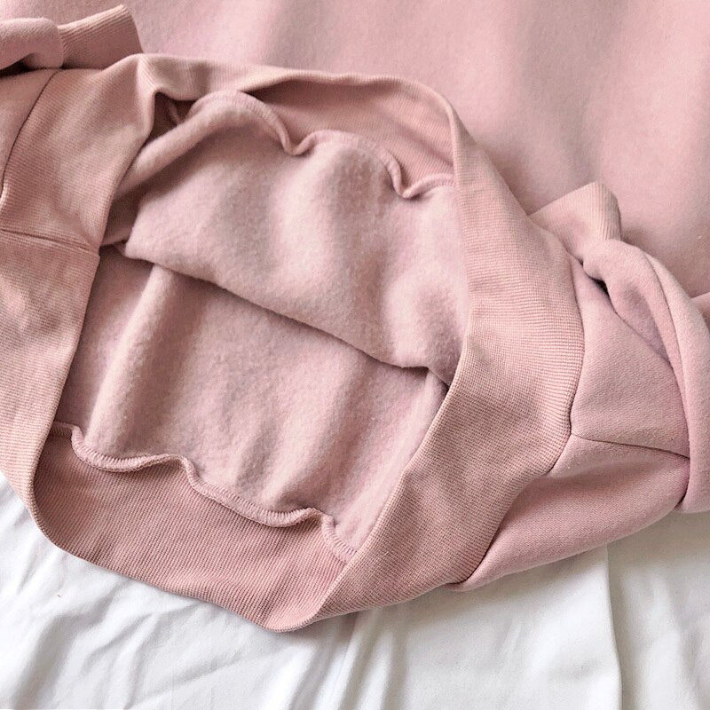 Mooirue Spring Women Pink Sweatshirt Letter Embroidery Thickening 2 In 1 Pullovers Tops