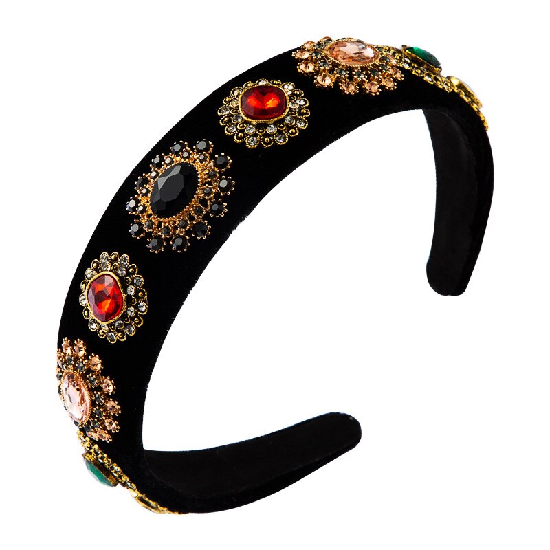CN Baroque Full Crystal Hair Bands For Women Luxury Padded Diamond Headband Hair Hoop Christmas Gifts Christmas Hair Accessories