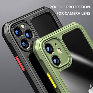 Luxury Transparent Case For iPhone 12 11 Pro Max Shockproof Airbag Cases For iPhone SE 2020 7 8 Plus Back Camera Lens Cover