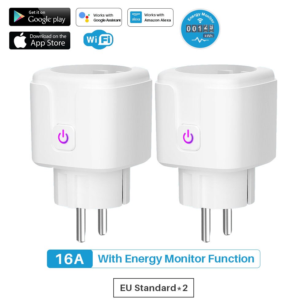 Smart Plug WiFi Socket EU 16A Power Monitor Timing Function Tuya SmartLife APP Control Works With Alexa Google Assistant