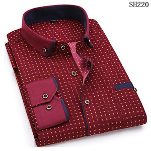 Fashion Print Casual Men Long Sleeve Shirt Stitching Fashion Pocket Design Fabric Soft Comfortable Men Dress Slim Fit Style 8XL
