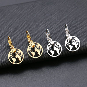 Fashion Earring World Map/Pineapple/Love Heart/Star Small Geometric Gift For Women Party Alentine's Day Stainless Steel Jewelry
