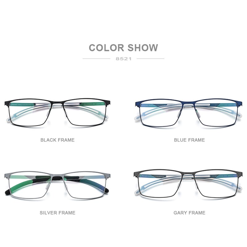FONEX Pure Titanium Glasses Frame Men Square Myopia Optical Prescription Eyeglass Frame Man 2020 Antiskid Silicone Eyewear 8521