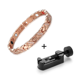 RainSo Stainless Steel Magnetic Women Bracelets Fashion Therapy Jewelry Gold Link Chain with Bio Elements Charm Bracelet Gift