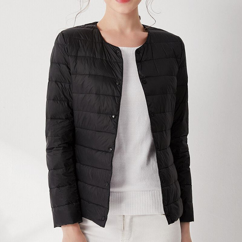 2020 Women‘s Autumn Down Jacket Female Ultra Thin Plus Size Pink Down Jackets Ultra Light Warm Coat Short Jackets Women Tops