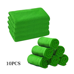 pcmos 10Pcs Car Towel Green Microfiber Washcloth Auto Car Care Cleaning Towels Soft Cloths Tool Windshield Sunshades 2019 New