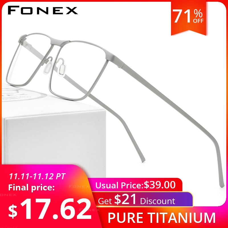 FONEX Pure Titanium Glasses Frame Men 2020 Prescription Eye Glasses for Men Square Eyeglasses Myopia Optical Frame Eyewear 8526