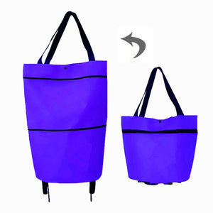 Portable Women Shopping Bag Folding Grocery Shopping Wheel Bag Small Pull Cart Buy Vegetables Food Storage Bag Organizer Tug Bag
