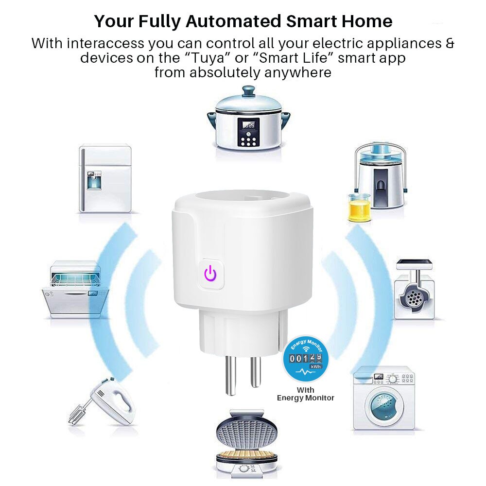 Smart Plug WiFi Socket EU 16A Power Monitor Timing Function Tuya SmartLife APP Control Works With Alexa Google Assistant