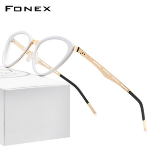 FONEX Acetate Glasses Frame Women Myopia Prescription Cat Eye Eyeglasses 2020 New Optical Brand Designer Screwless Eyewear F1008