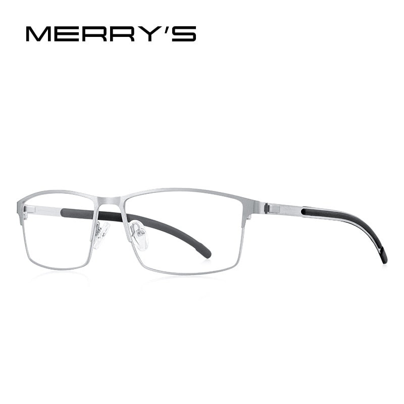 MERRYS DESIGN Men Titanium Alloy Optical Glasses Frame Ultralight Square Myopia Prescription Eyeglasses Antiskid Silicone S2186