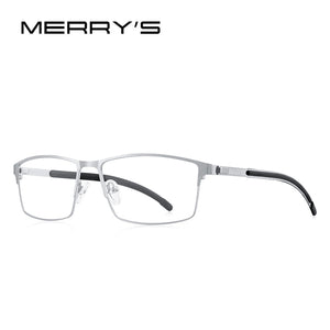 MERRYS DESIGN Men Titanium Alloy Optical Glasses Frame Ultralight Square Myopia Prescription Eyeglasses Antiskid Silicone S2186