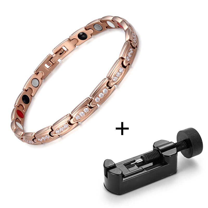RainSo Stainless Steel Fashion Gold Magnetic Women Bracelets Health Elements Bio Energy Therapy Jewelry Friendship Gift 2020
