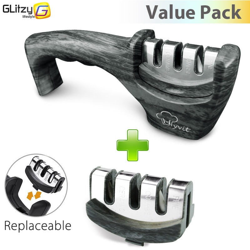 GLITZY - Aiguiseur de couteau avec 3 finitions