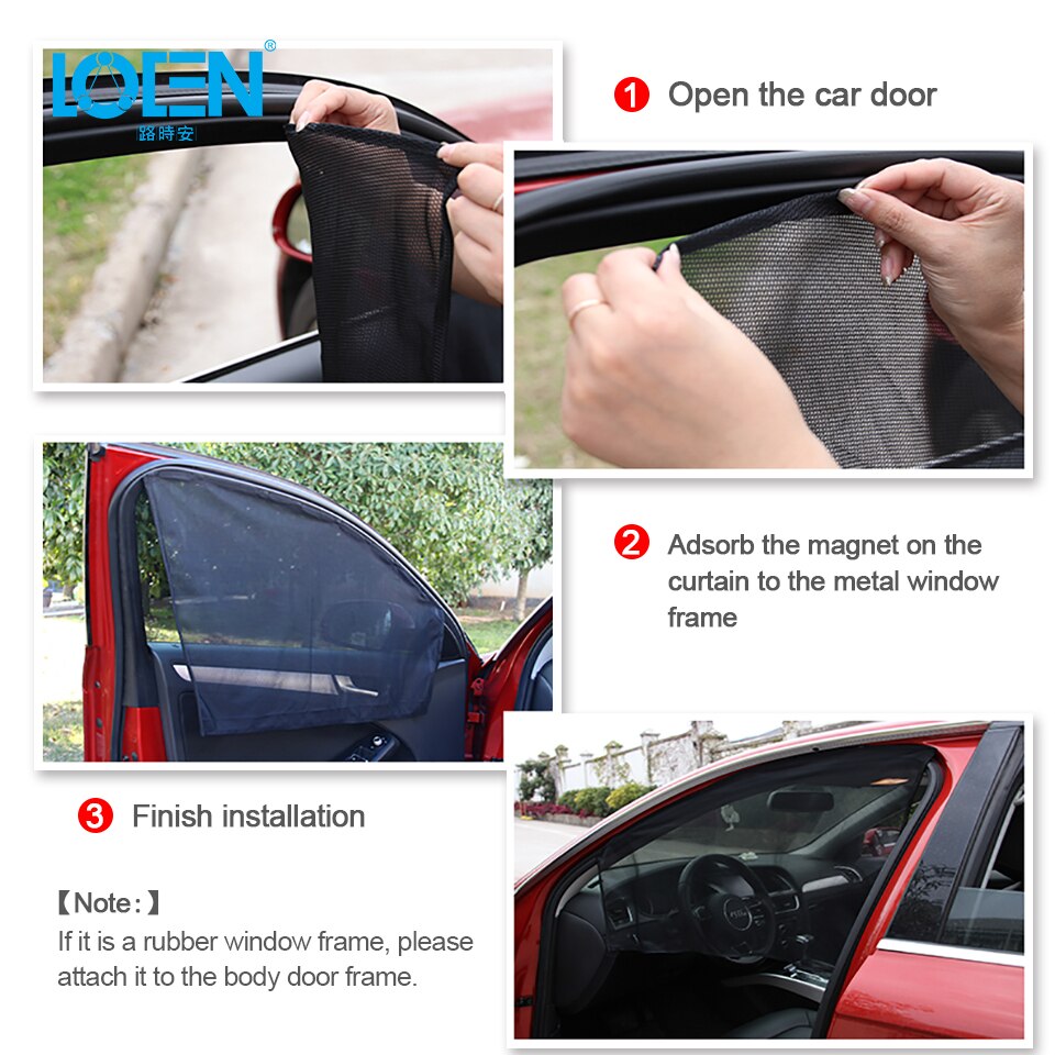 LOEN New Car Arcs Squares Side window Sunshade Windshield Sunshade Cover Shield Curtain Auto Sun Shade Block Anti-UV for SUV Car