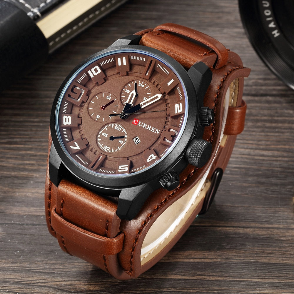 CURREN Top marque de luxe hommes montres hommes horloges Date Sport militaire horloge bracelet en cuir Quartz affaires hommes montre cadeau 8225
