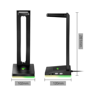 Havit TH630 RGB Headphones Stand with 3.5mm AUX and 2 USB Ports, Headphone Holder for Gamers Gaming PC Accessories Desk